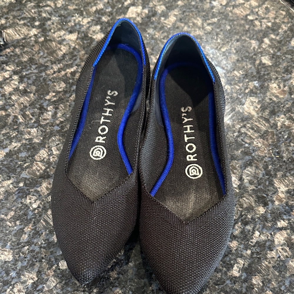 Rothy's Black and Blue Women's Flats size 7.5 pointed toe